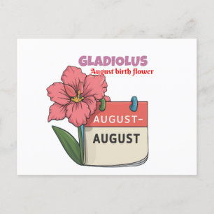 Gladiolus - Birth Flower For August Announcement Postcard