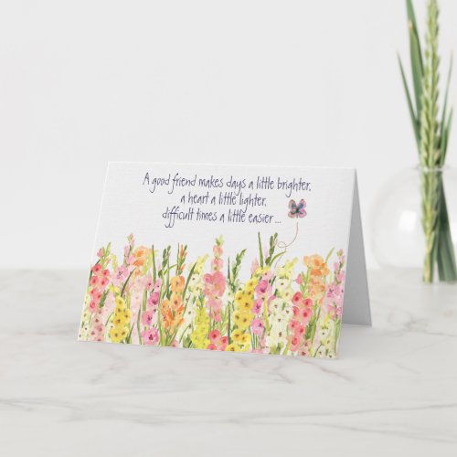 Gladiolus Border Birthday For Friend Card