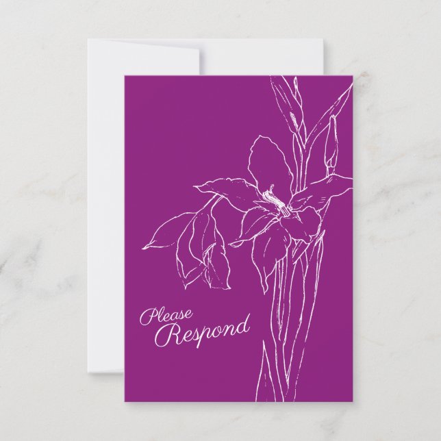 Gladiolus botanic purple mulberry RSVP wedding (Front)