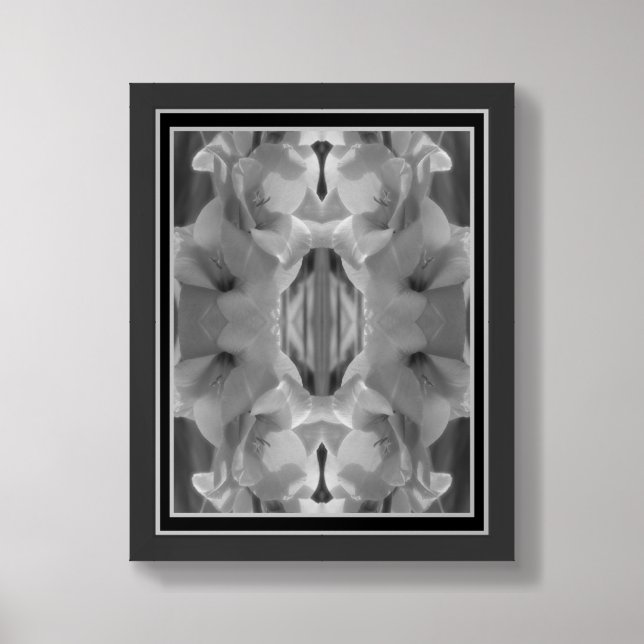 Gladiolus Flower Black And White Abstract   Framed Art (Framed Front)