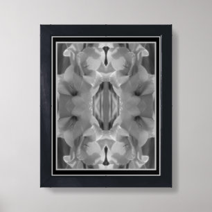 Gladiolus Flower Black And White Nature Art Framed Art