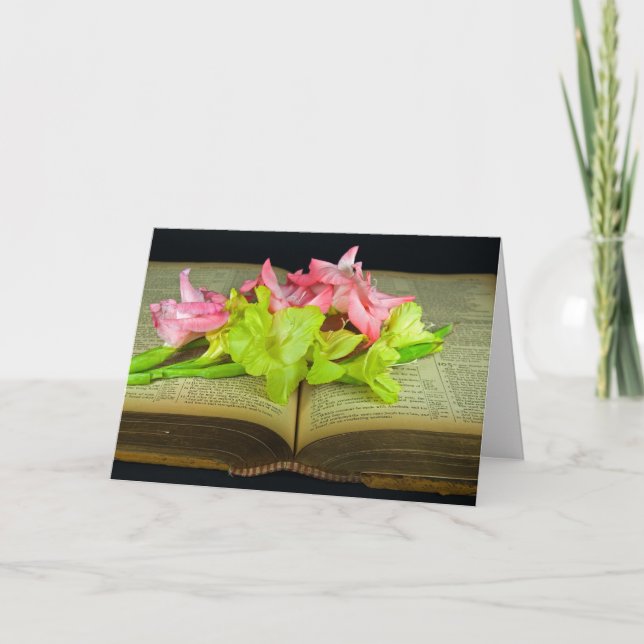 Gladiolus Flower On Bible Card (Front)