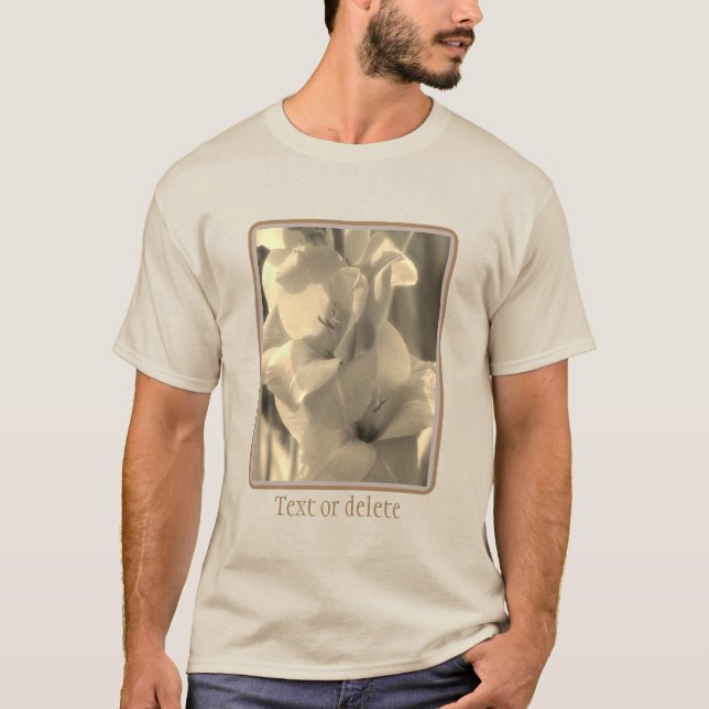 Gladiolus Flower Sepia Tint Personalized T-Shirt (Front)