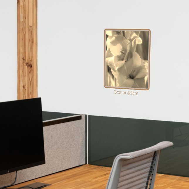 Gladiolus Flower Sepia Tint Personalized  Wall Decal (Office 2)
