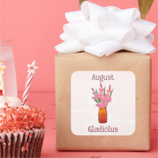 Gladiolus Flowers Art August Birthday  Square Sticker