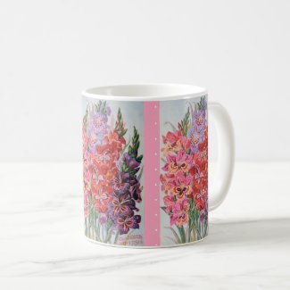 Gladiolus Glad Coffee Vintage Label Floral Mug