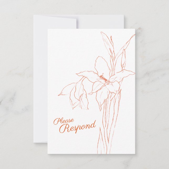 Gladiolus line art botanic RSVP wedding (Front)