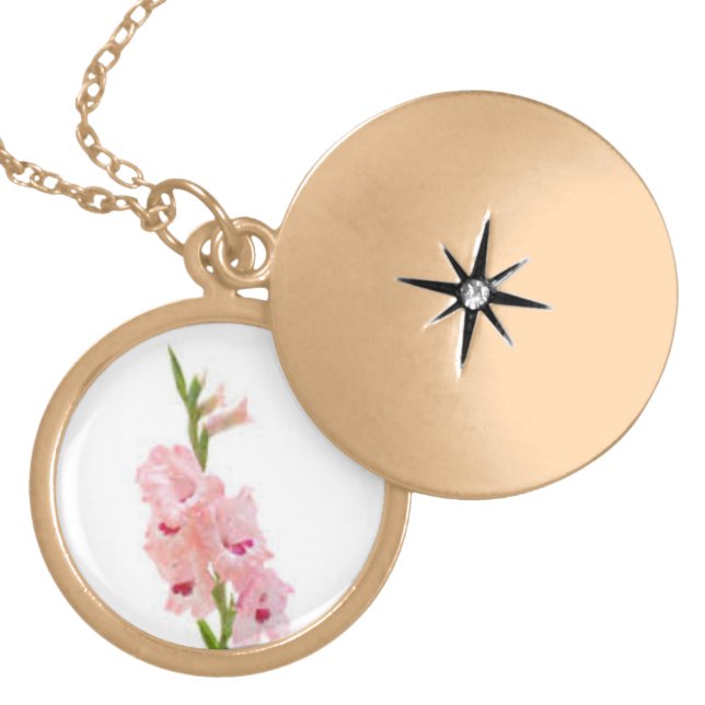 Gladiolus Locket Necklace (Front)