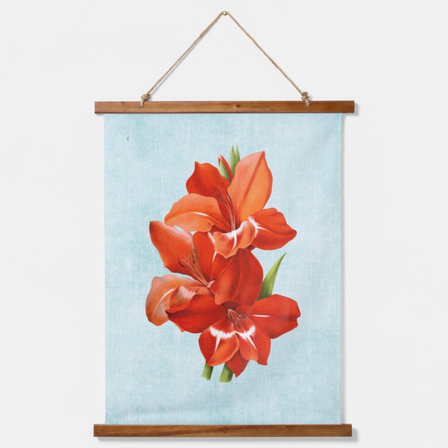 Gladiolus on Aged Denim   Hanging Tapestry (Front)