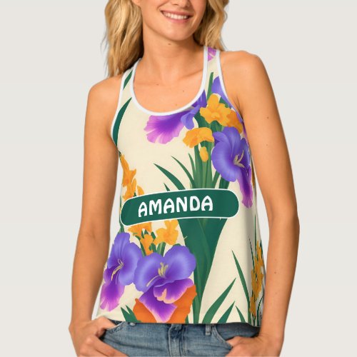 Gladiolus Retro Colorful Personalized Pattern Tank Top