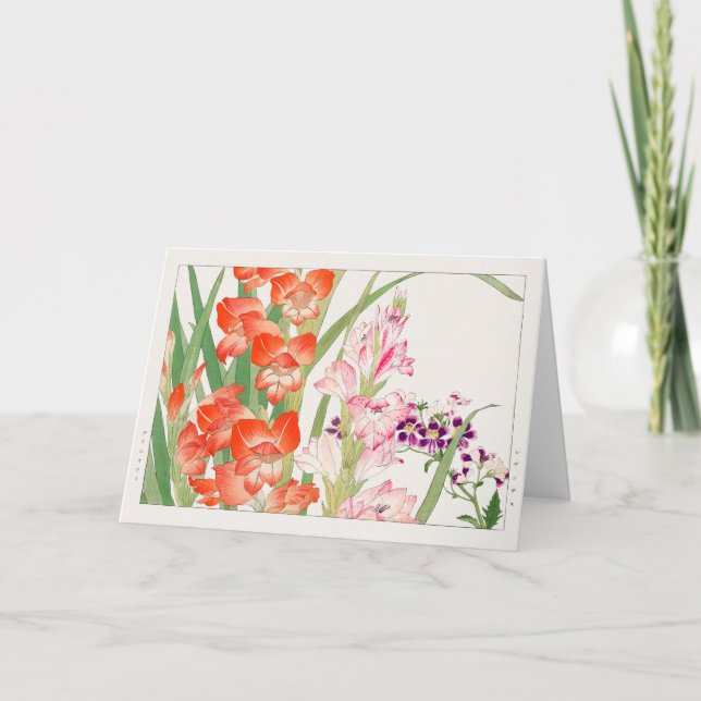 Gladiolus, Schizanthus by Tanigami Konan Card (Front)