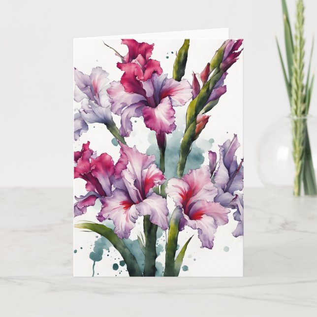 Gladiolus - Watercolor flowers Card (Front)
