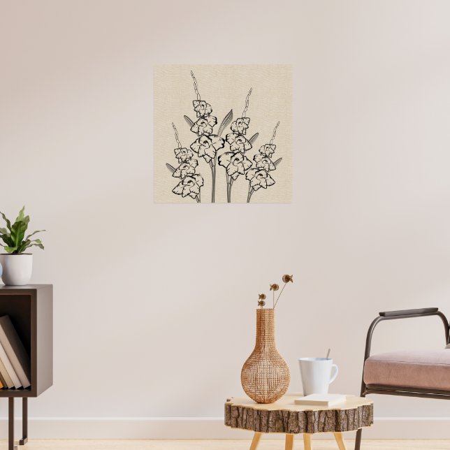 Glads Gladiola Drawing Canvas Flower Poster (Living Room 3)