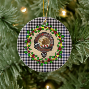 Gladstone Badge & Tartan Personalized Christmas Ceramic Ornament