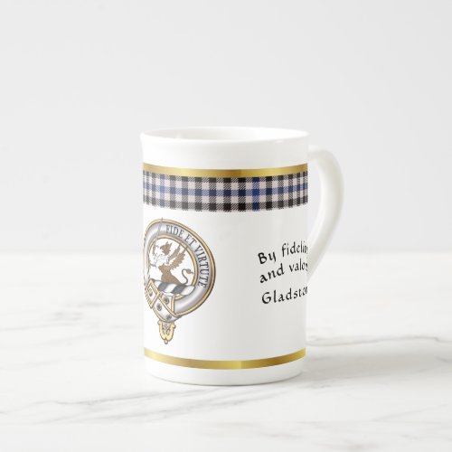 Gladstone Clan Badge Tartan  Motto Bone China Mug