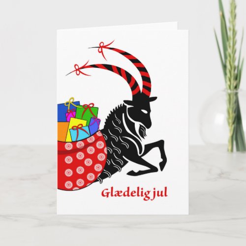 Glaedelig jul Christmas in Danish Yule Goat Card