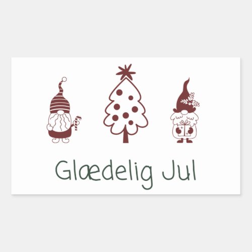 Gldelig jul Danish Happy Christmas  Rectangular Sticker