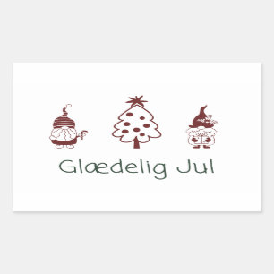 Glædelig jul, Danish Happy Christmas Rectangular Sticker
