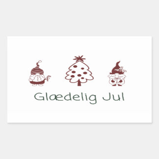 Glædelig jul, Danish Happy Christmas Rectangular Sticker