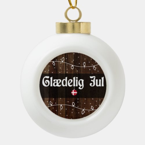 Gldelig Jul Danish Merry Christmas Rustic Style Ceramic Ball Christmas Ornament