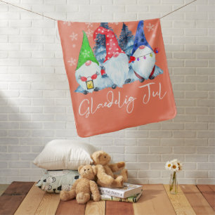 Glaedelig Jul Nordic Gnomes Tomte Nisse Danish Baby Blanket