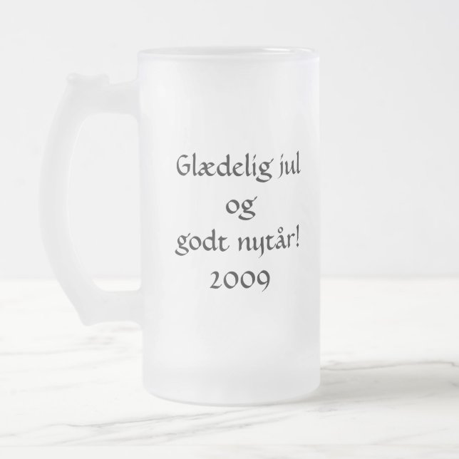 Glædelig Jul og Godt Nytår! Frosted Glass Beer Mug (Left)