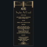 Glam 1920's Great Gatsby Art Deco Wedding Menu<br><div class="desc">Glamorous,  romantic and elegant Charm Roaring 20's Great Gatsby card design,  inspired by the 1920s glamour,  glitz,  old Hollywood and The Great Gatsby. It is available on white,  too. Use Customize tool to add your info. For more,  visit please,  my Charm Roaring 20's Great Gatsby Collection</div>