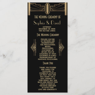 Glam 1920's Great Gatsby Art Deco Wedding Program