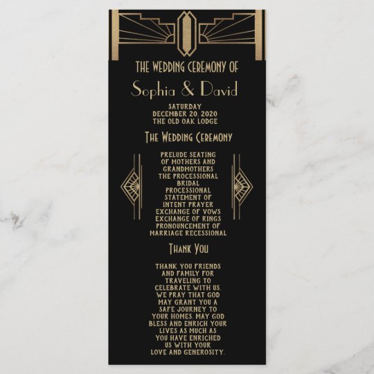 Glam 1920 S Great Gatsby Art Deco Wedding Program Zazzle Com