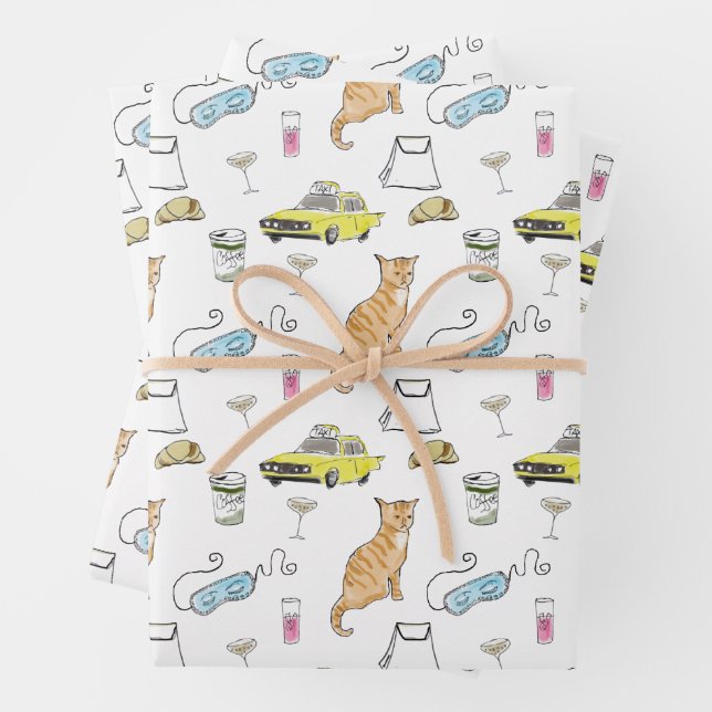 Glam 1960s Tiara Cocktail Party Retro Midcentury Wrapping Paper Sheets (In situ)