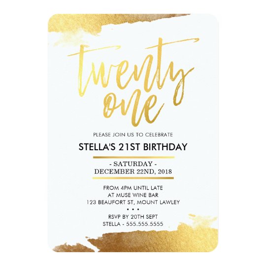 GLAM 21ST BIRTHDAY PARTY modern gilded gold Invitation | Zazzle.com