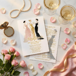 Glam 4 Women Elegant Evening Dresses Bachelorette Invitation