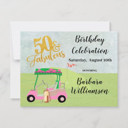 Glam 50  Fabulous Golf Scene Party  Invitation