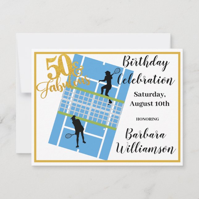 Glam 50 & Fabulous Tennis Scene Party    Invitation (Front)