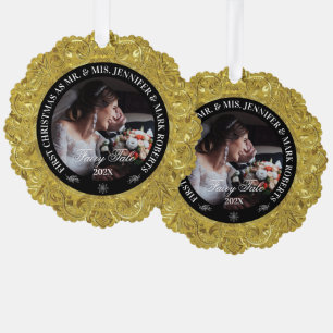 Glam 50th Wedding Anniversary-Custom Photo Ornament Card