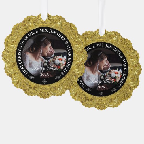 Glam 50th Wedding Anniversary_Custom Photo Ornament Card