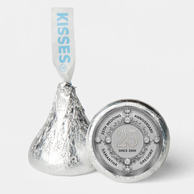 Glam 50th Wedding Anniversary White Gold Diamond  Hershey®'s Kisses® (Front)