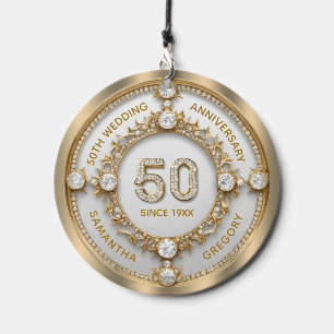 Glam 50th Wedding Anniversary White Gold Diamond Wind Chime