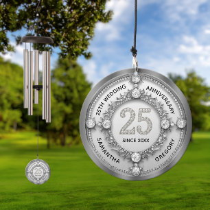 Glam 50th Wedding Anniversary White Gold Diamond Wind Chime