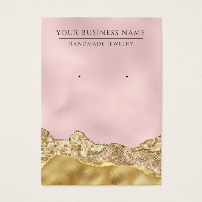 Glam Abstract Pink Gold Earring Display Cards (Front)
