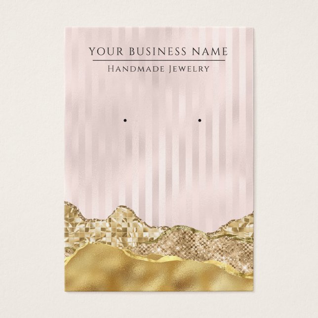 Glam Abstract Pink Gold Earring Display Cards (Front)