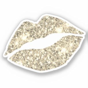 Glam Aesthetic Girly Gold Glitter Lips Sticker