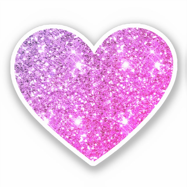 Glam Aesthetic Girly Hot Pink Glitter Heart Sticker (Front)