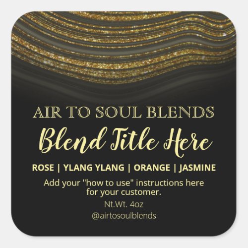 Glam Agate Black Gold Essential Oil Blend Labels
