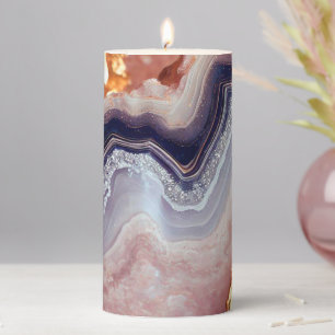 Glam Agate inspired Geode Pattern Pillar Candle