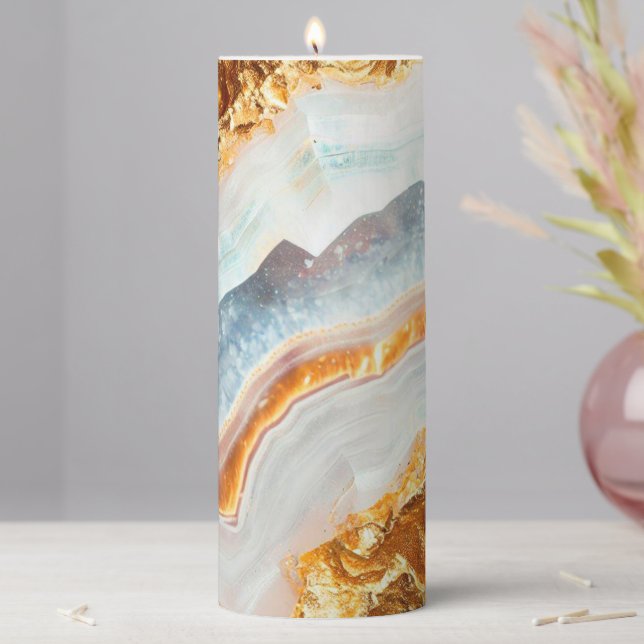 Glam Agate inspired Geode Pattern  Pillar Candle (In Situ)