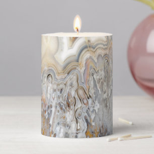 Glam Agate inspired Geode Pattern Pillar Candle