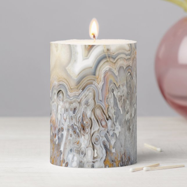 Glam Agate inspired Geode Pattern  Pillar Candle (In Situ)