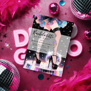 Glam and Funny Go-go Dancing Disco Bachelorette Invitation