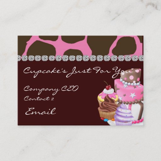 Customizable GLAM ANIMAL Design CUPCAKE Business Cards